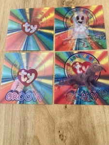 4 Ty Beanie Babies Series 4 Lenticular Card Set Groovy,Sheets,Scaly, And Clubby - Picture 1 of 8