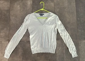Ralph Lauren hellgrün/blau 100% Baumwolle V-Ausschnitt Pullover Pulli Gr. Medium - Bild 1 von 3