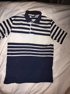 Vintage Mervyn's Men's Collection Size Medium Polo Blue White Striped - Picture 1 of 5