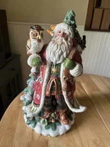 Fitz & Floyd Christmas Lodge Santa Claus Centerpiece Large 18” Vintage Retired - Picture 1 of 24
