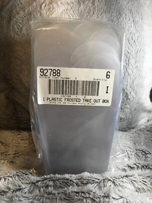 Unique Plastic Frosted Chinese Take Out Boxes (6) With Corded White Handles - Image 1 of 2