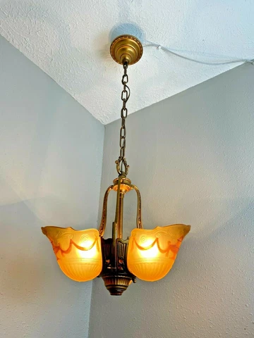 1930s Art Deco 3 Light Slip Shade Fixture Cover