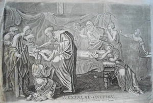 Die letzte Ölung Trauer Leiche Pierre Landry sehr seltener Kupferstich um 1660 - Picture 1 of 4