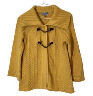 JM Collection Women's Sweater Cardigan PP Size 0-2 Petite Mustard Yellow Buckles - Image 1 of 4