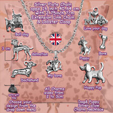 Dog puppy silver charm necklace sausage dalmatian bull dog pet animal gift Xmas