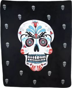 Wholesale ( 2 ) Sugar Skull Day of Dead 50x60 Polar Fleece Blanket Throw Plush - Picture 1 of 4