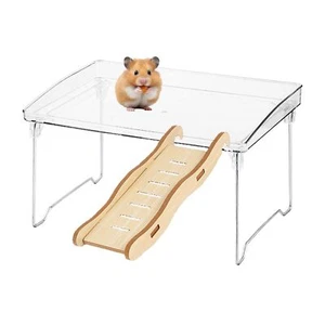 Hamster Play Platform - Acrylic with Wooden Stairs for Dwarf Syrian Hamsters ... - Picture 1 of 6