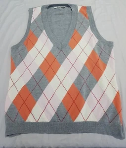 RODNEY CLARK V-neck Pure Wool Classic Argil Print Vest XL - Picture 1 of 3