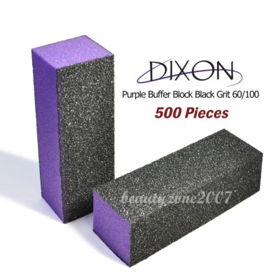 500 Dixon Purple Buffer Block Negro 60/100 Grano Para Acrílico UV Gel Uñas Foto 1 de 4