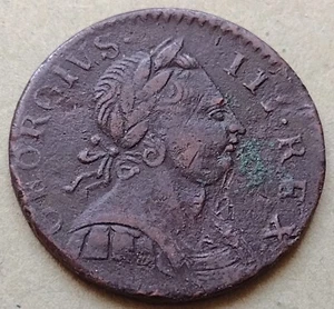 George III, colonial, non-regal or evasion halfpenny 1775 - Picture 1 of 2