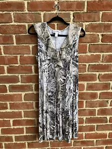 Joseph Ribkoff Women's Snake Print V-Neck Ruffle Sleeveless Dress Taupe Size 8 - Picture 1 of 6