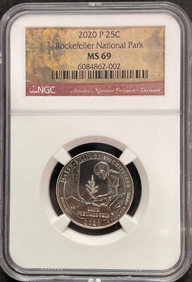 2020 P Marsh Billings Rockefeller NP Quarter 25c NGC MS 69 ENN Coins - Image 1 of 2