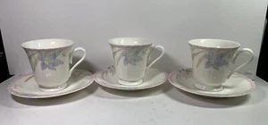 3 Mikasa Pink Melody 2 Sided Coffee Cups and Saucers L9810 Japan 3.25" - Picture 1 of 15
