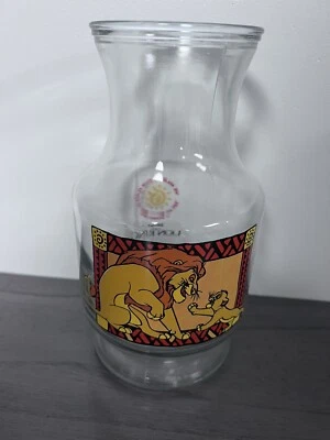 Vintage Disney lion king simba mufasa Anchor Hocking glass pitcher tea juice  - Image 1 of 2