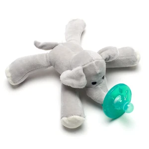 Elephant Plush Pacifier Holder Clip & Silicone Infant Baby Paci Binky Gift Set - Picture 1 of 8