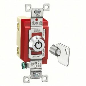Bryant 4902RKL Locking Switch, 2-Pole, 20A/120-277VAC, Back and Side Wired