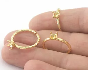 Base de anillo en blanco martillado taza punta bisel ajustable oro latón 6-9US talla 4284 - Imagen 1 de 3
