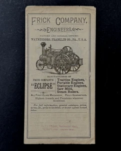Antique 1893 FRICK STEAM ENGINE ADVERTISING PAMPHLET Farm TRACTOR World's Fair - Picture 1 of 7