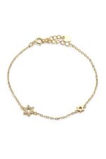 Dainty gold CZ star bracelet for women, traveler cubic zirconia link chain gift