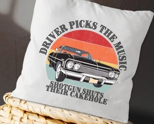 Supernatural Tv Show Cushion cover. Driver picks the music. Baby image - Picture 1 of 4