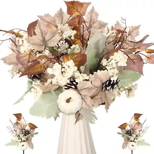 6 Pcs Artificial Neutral Fall Maple Leaves Branches 14 Inches Fall Faux Fake ... - Picture 1 of 7