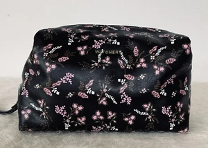 Witchery Large Black and Pink Cosmetic Bag with Flowers - Picture 1 of 8