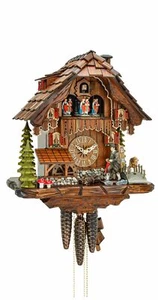 Cuckoo Clock Black Forest house with moving wood clock peddler .. KA 3629 EX NEW - Picture 1 of 1