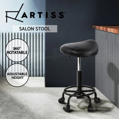 Artiss Saddle Stool Salon Chair Black Swivel Beauty Barber Hairdressing Gas Lift - image 1 of 4