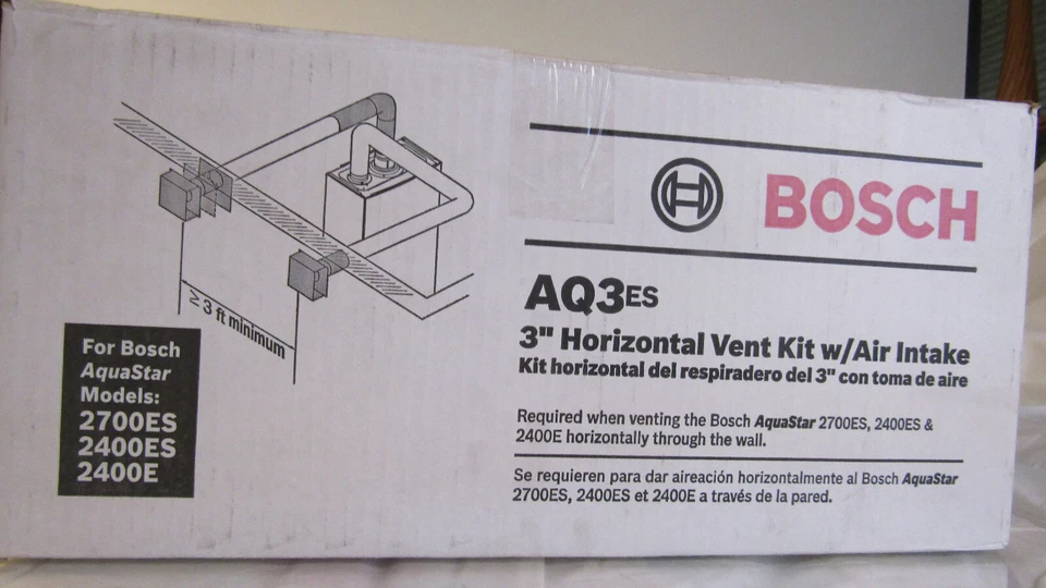 Bosch 3" HORIZONTAL VENT KIT w/AIR INTAKE for Bosch Tankless Water Heater ,AQ3ES - Image 1 of 4
