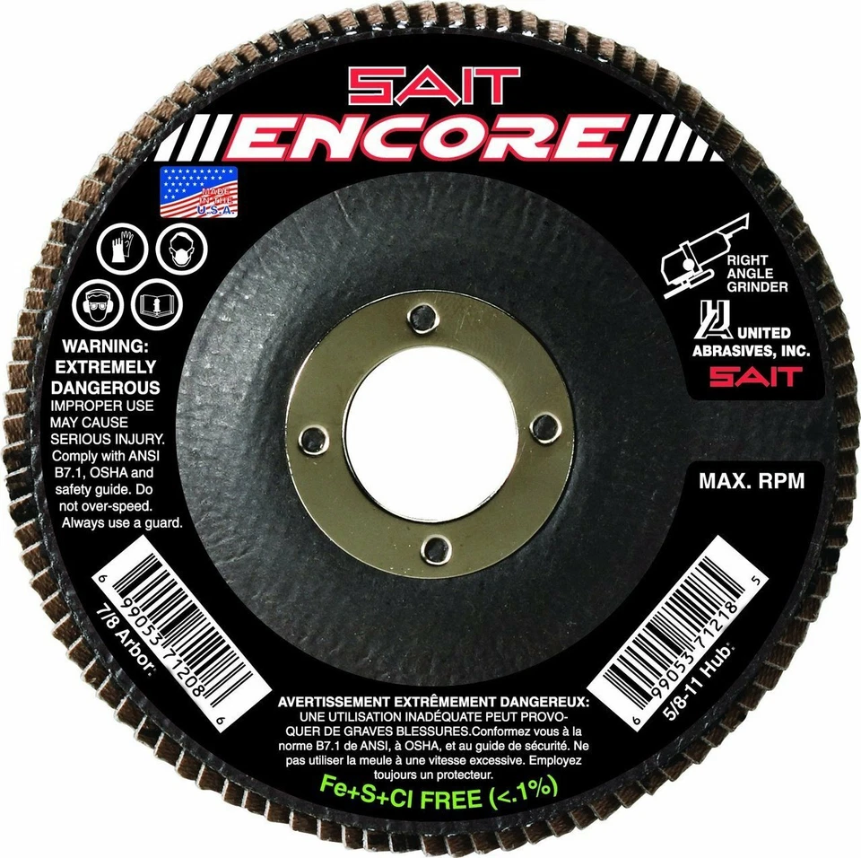 Sait United Abrasives 4-1/2" x 7/8" Type 27 40-Grit Flap Disc 10 Pack 71206 - Image 1 of 1