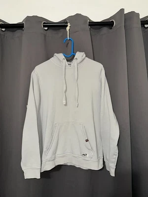 FILA Light Gray Hoodie – Size L – Soft Fleece, Kangaroo Pocket-slight stain - Image 1 of 4