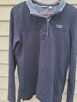 Camisa de rugby LL Bean para mujer pequeña azul suave algodón pulóver manga larga 501541 Foto 1 de 4