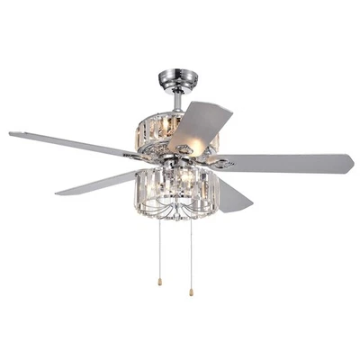 Perris 52-Inch 5-Blade Chrome Lighted Ceiling Fan - Image 1 of 4