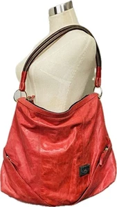 DIESEL Archive One Shoulder Bag Y2K Salmon Red Leather Vintage Rare Item - Picture 1 of 11