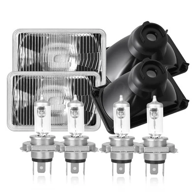 Faros halógenos de 4x6" negros alto-bajo para Chevrolet Caprice G10 1977-1986 4 piezas Foto 1 de 4