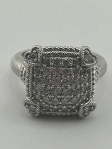 Judith Ripka Sterling Silver 925 CZ Diamonique Pave Olivia Ring Size 5 Heart - Picture 1 of 13