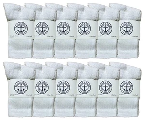 12 PK of Yacht & Smith Kids Premium Cotton Crew Socks White 4-6 - Boys - Picture 1 of 5