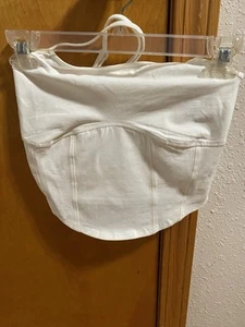 NWT IVORY CROPPED CROSS STRAP IN THE BACK TOP WOMENS SIZE XSMALL ABOUND - Picture 1 of 2