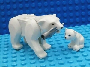 LEGO ARCTIC SET ~ Polar Bear & Cub Silver Fish Authentic Animal Minifigures  NEW - Picture 1 of 1