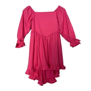 Vestido Marshmallow Hugs Niñas Rosa Volantes Ribete Espalda Calada Campesino Hi Lo 14 Nuevo con Etiquetas - Imagen 1 de 6
