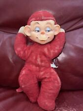 Rare Red Vintage Knickerbocker Sleepy Head Monkey Plush Stuffed Animal 13"