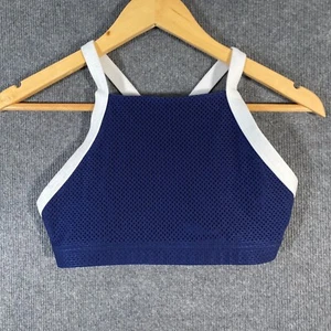 Lorna Jane Sports Bra Womens S Blue White Fitted Mesh Razor Back Gym Yoga Z173 - Picture 1 of 10