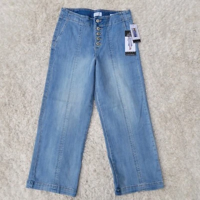 Sofia Vergara Luisa High Rise Wide Leg Crop Jeans NWT Sz 6 Exposed Button Fly - Image 1 of 4