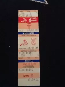 JUEGO DE BOLETOS DE COLECCIÓN ATLANTA BRAVES 1982 COMPLETO SIN USAR 6 4/22/82 ROJO FULTON MURPHY - Imagen 1 de 2