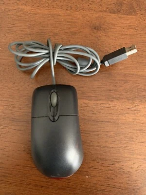 Microsoft Wheel Mouse Optical USB 3-Button Wired Mouse Black X802382 PS/2 Comp - Image 1 of 2