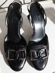 Cole Haan sling back heels. Beautiful black faux alligator leather Sz 10.5 - Picture 1 of 11