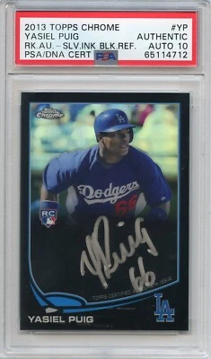 YASIEL PUIG RC AUTO 2013 TOPPS CHROME BLACK SILVER INK #'d /25 PSA 10🔥 - Image 1 of 2