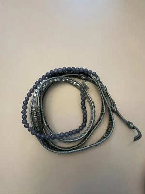 Nakamol надежном браслет комплект из 2!! серый и серебристый / персиковый и белый кожаный - Изображение 1 из 4