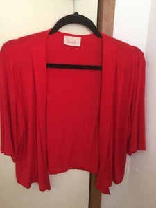 Maiocchi short sleeve cardigan size 16 red bamboo spandex made in Australia - Picture 1 of 5