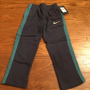 Boys 4T Sweatpants Nike Gray with Green Stripe New b563 Joggers cotton blend - Picture 1 of 4